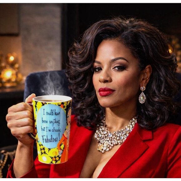 Delish Fabulous Quote Art Deco Tumbler Mug Glam Desk Decor Relic Gift Chic Power - Picture 9 of 9